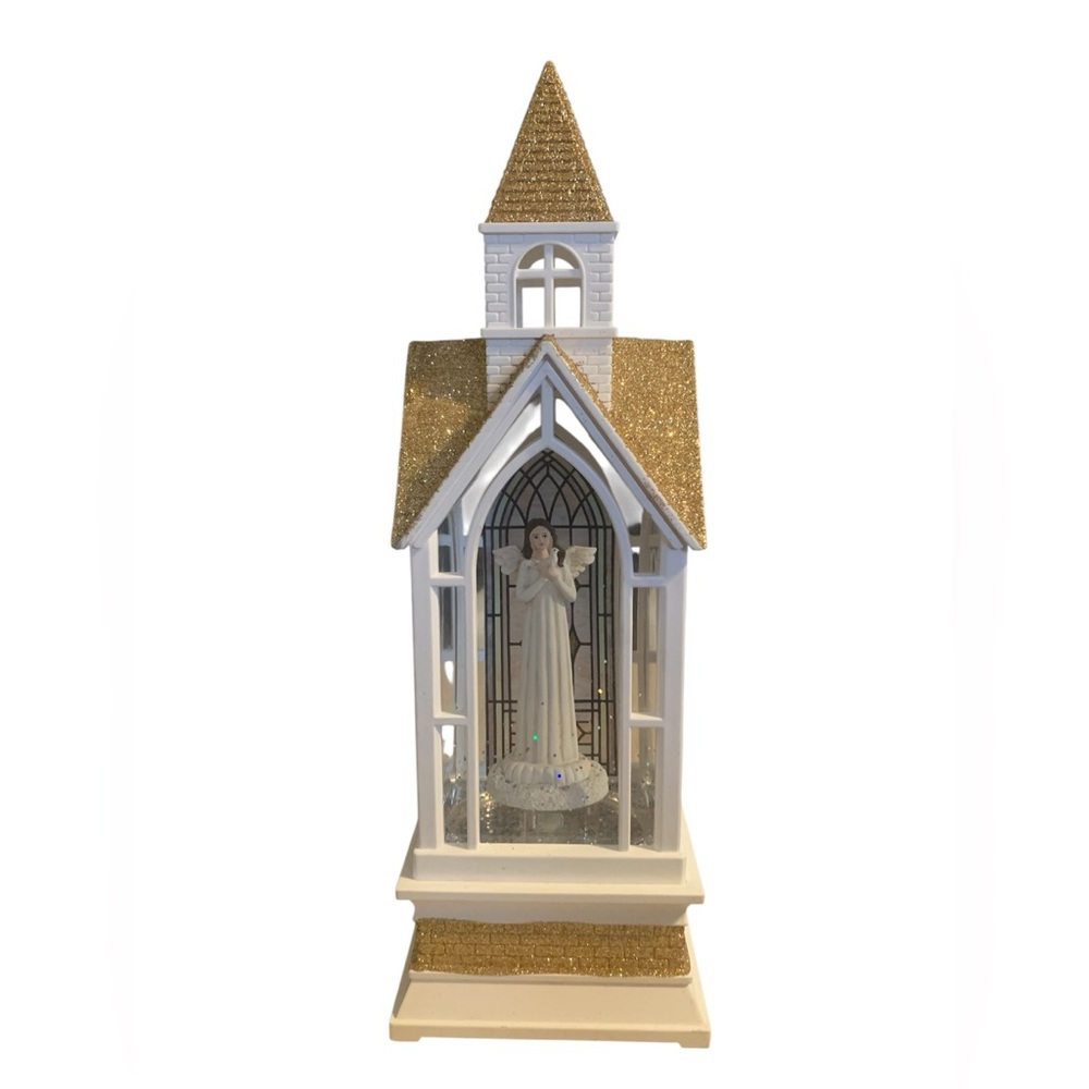 Christmas Raz Imports Holiday Water Lanterns‎ 13-inch Angel Water Church Works!
